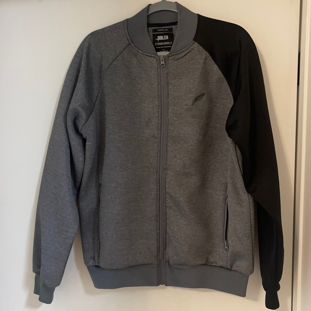 Publish Brand large polyester gray bomber jacket